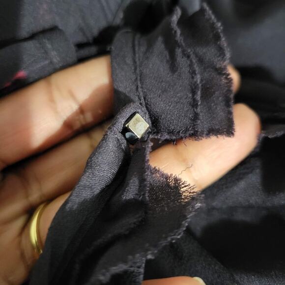 Gypsy 05 Silk Blouse Black Tunic Keyhole Ruffle Collar Top Tie Dye Boho Size XS - Picture 9 of 15